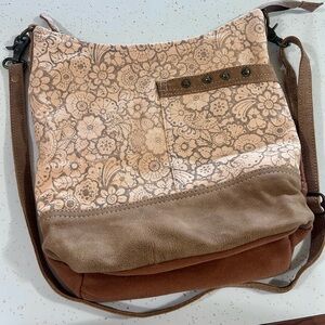 Myra Bag Floral Beige and Brown Shoulder Bag